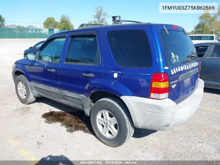 2005 Ford Escape Xlt VIN: 1FMYU03Z75KB62569 Lot: 40647482