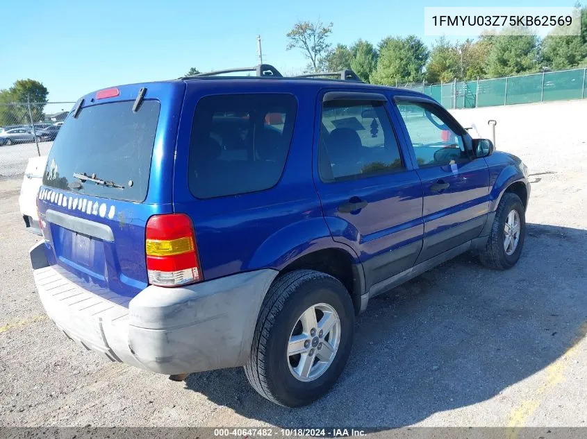 2005 Ford Escape Xlt VIN: 1FMYU03Z75KB62569 Lot: 40647482