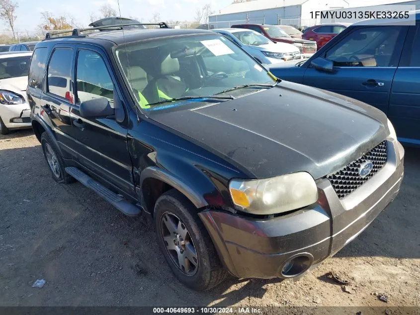 2005 Ford Escape Xlt VIN: 1FMYU03135KE33265 Lot: 40649693