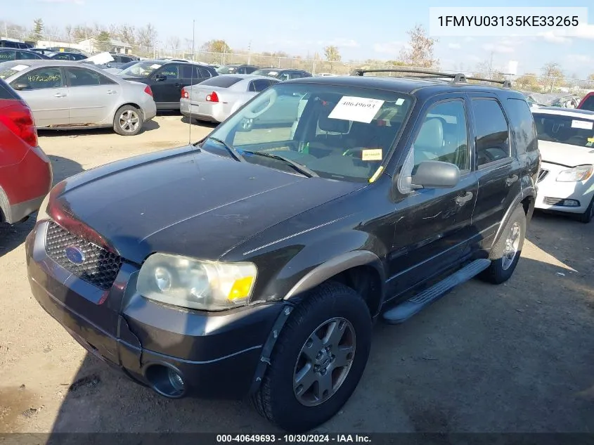 2005 Ford Escape Xlt VIN: 1FMYU03135KE33265 Lot: 40649693