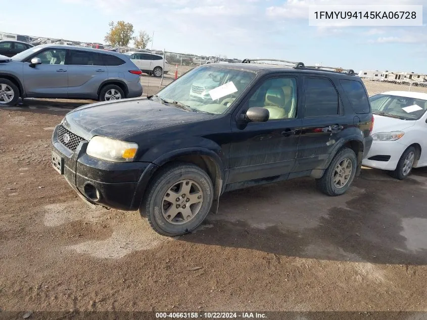 2005 Ford Escape Limited VIN: 1FMYU94145KA06728 Lot: 40663158