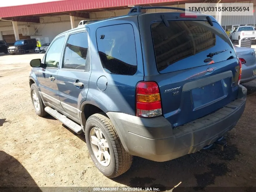 2005 Ford Escape Xlt VIN: 1FMYU03155KB55694 Lot: 40663887