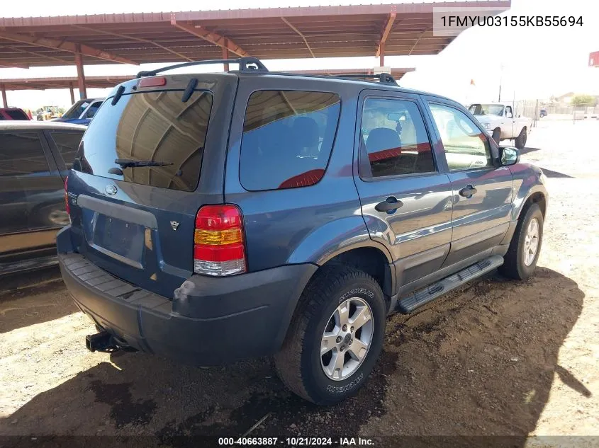 2005 Ford Escape Xlt VIN: 1FMYU03155KB55694 Lot: 40663887