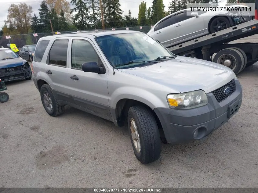 2005 Ford Escape Xlt VIN: 1FMYU93175KA96314 Lot: 40670777