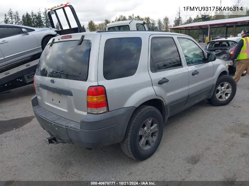 2005 Ford Escape Xlt VIN: 1FMYU93175KA96314 Lot: 40670777