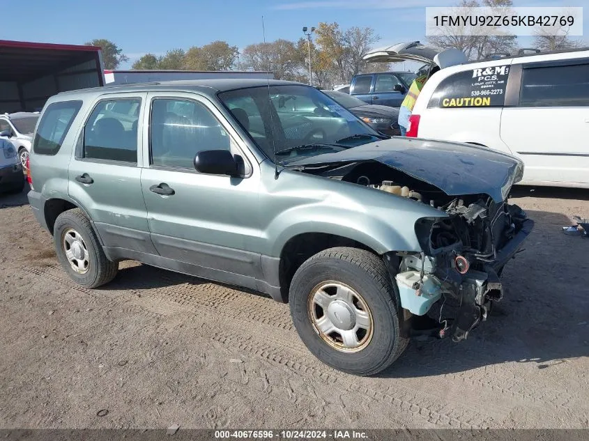 2005 Ford Escape Xls VIN: 1FMYU92Z65KB42769 Lot: 40676596