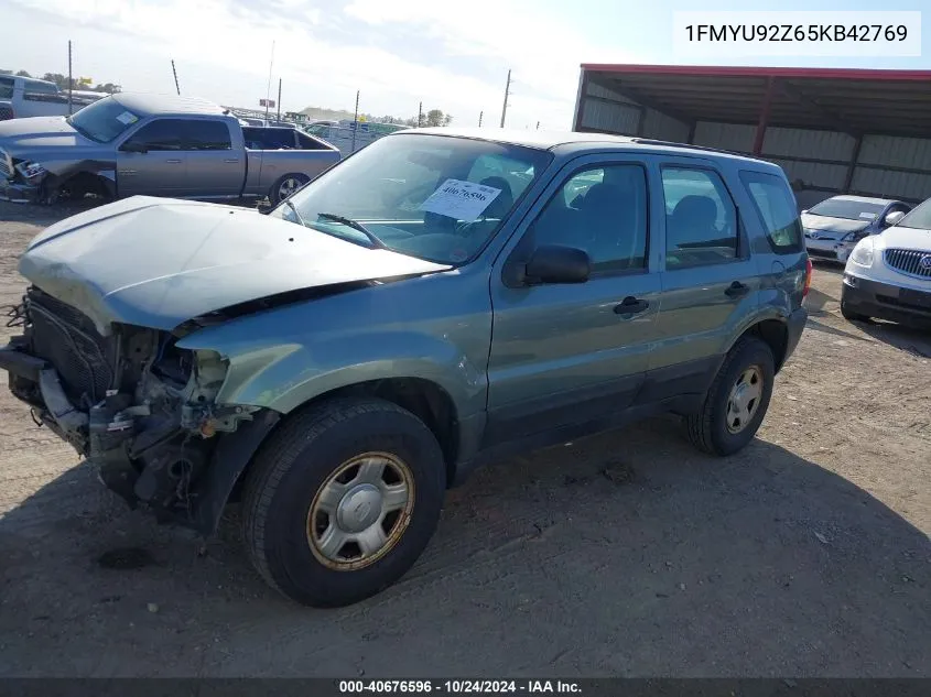 2005 Ford Escape Xls VIN: 1FMYU92Z65KB42769 Lot: 40676596