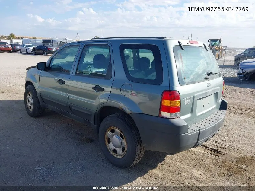 2005 Ford Escape Xls VIN: 1FMYU92Z65KB42769 Lot: 40676596