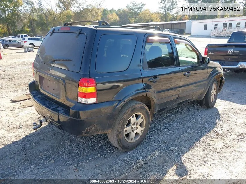 2005 Ford Escape Limited VIN: 1FMYU94175KA69452 Lot: 40682363