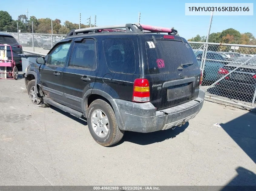 2005 Ford Escape Xlt VIN: 1FMYU03165KB36166 Lot: 40682989