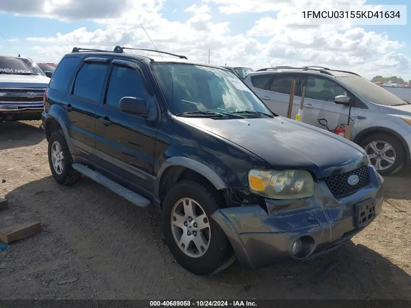 2005 Ford Escape Xlt VIN: 1FMCU03155KD41634 Lot: 40689058