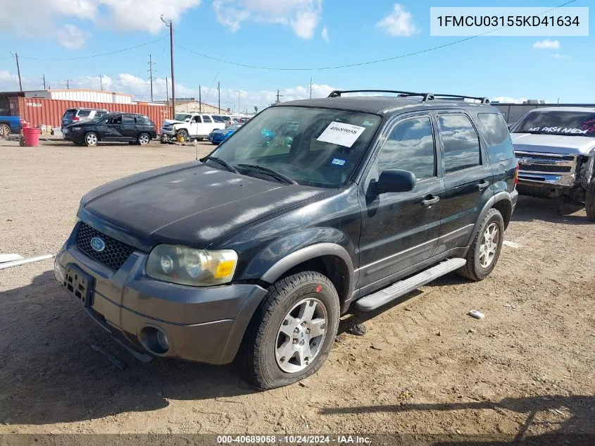 2005 Ford Escape Xlt VIN: 1FMCU03155KD41634 Lot: 40689058