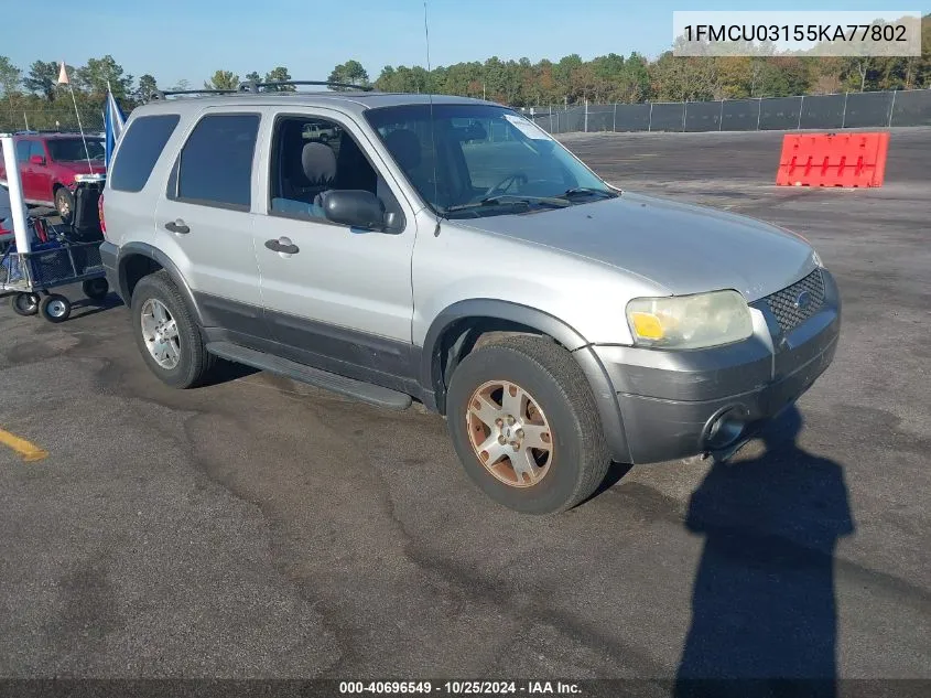 2005 Ford Escape Xlt VIN: 1FMCU03155KA77802 Lot: 40696549