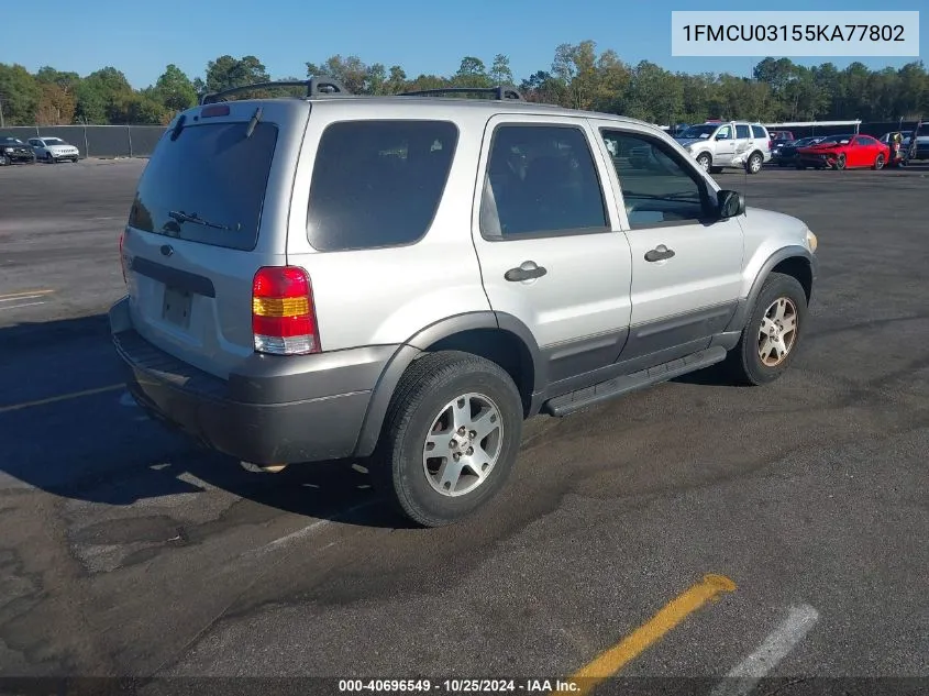 2005 Ford Escape Xlt VIN: 1FMCU03155KA77802 Lot: 40696549