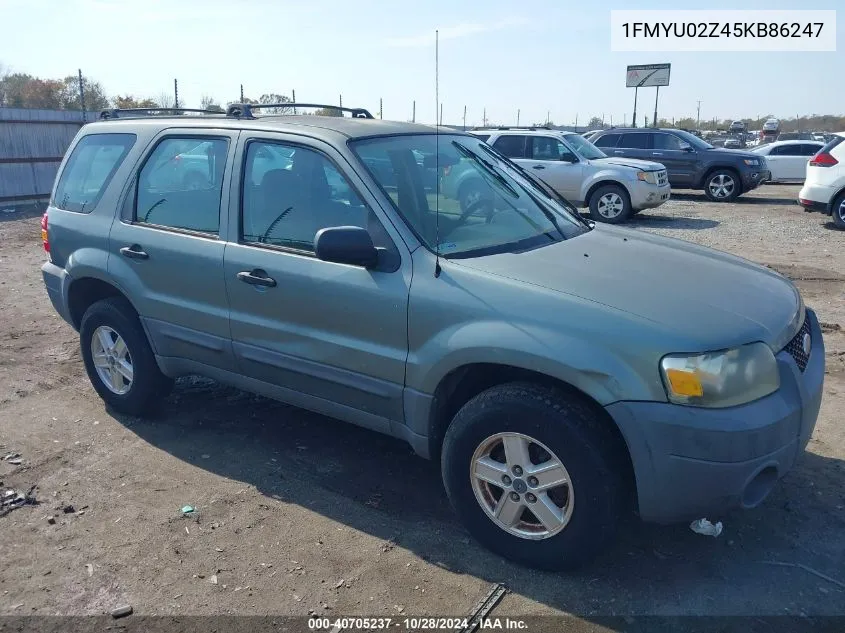 2005 Ford Escape Xls VIN: 1FMYU02Z45KB86247 Lot: 40705237