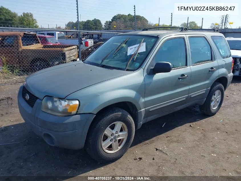 2005 Ford Escape Xls VIN: 1FMYU02Z45KB86247 Lot: 40705237