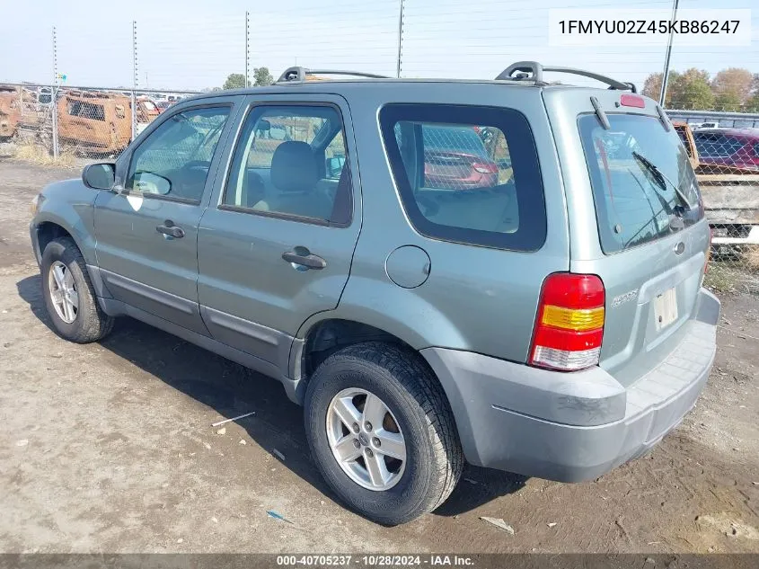 2005 Ford Escape Xls VIN: 1FMYU02Z45KB86247 Lot: 40705237