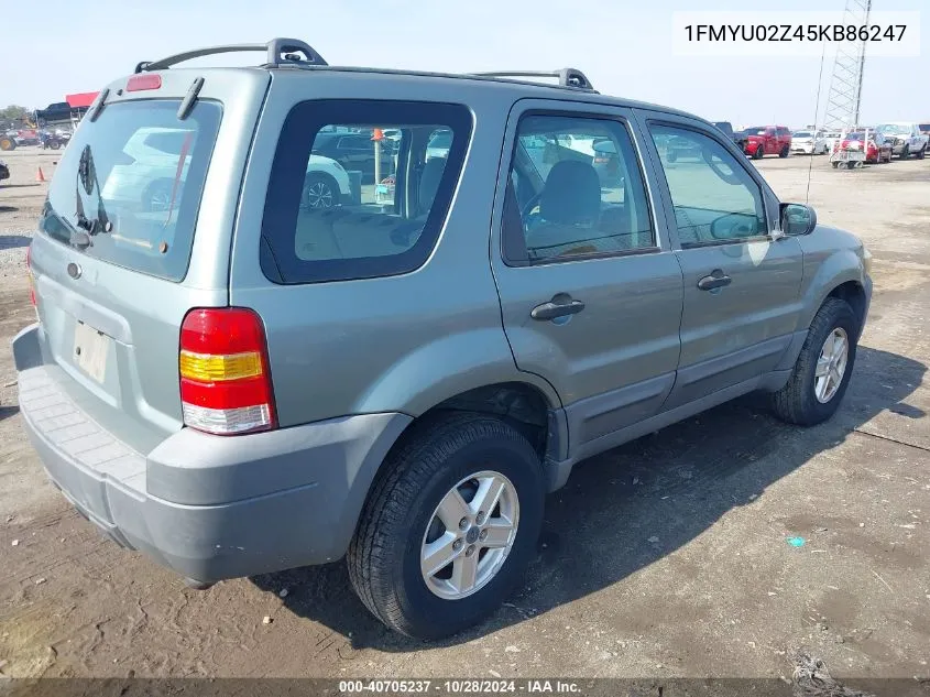 2005 Ford Escape Xls VIN: 1FMYU02Z45KB86247 Lot: 40705237