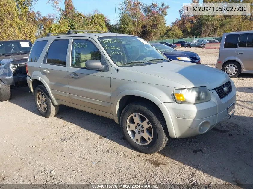 2005 Ford Escape Limited VIN: 1FMYU94105KC27730 Lot: 40716776