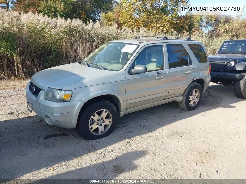 2005 Ford Escape Limited VIN: 1FMYU94105KC27730 Lot: 40716776