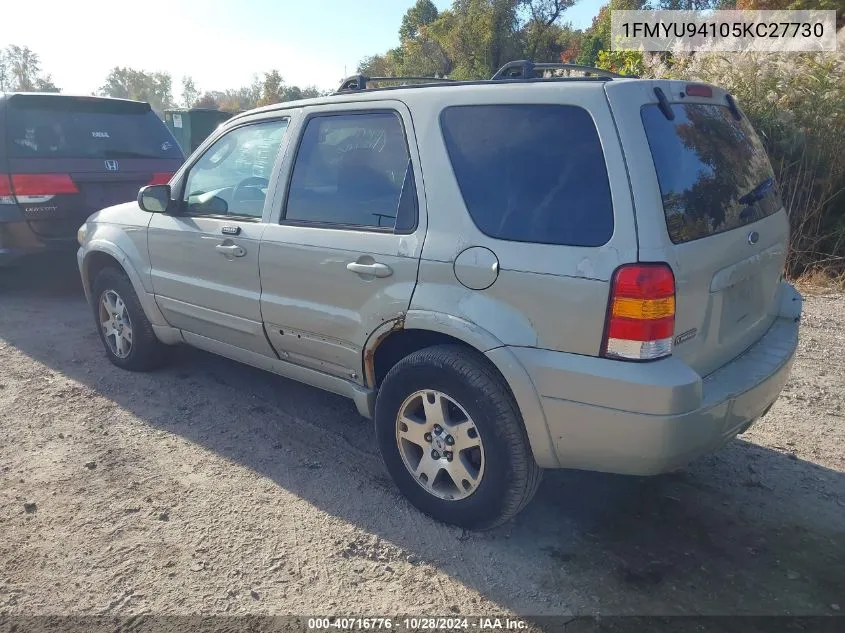 2005 Ford Escape Limited VIN: 1FMYU94105KC27730 Lot: 40716776