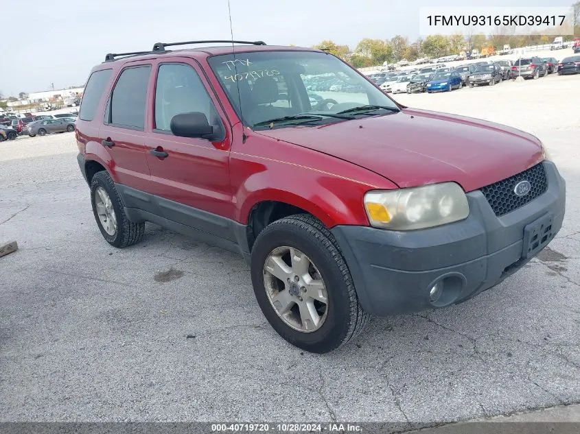 2005 Ford Escape Xlt VIN: 1FMYU93165KD39417 Lot: 40719720