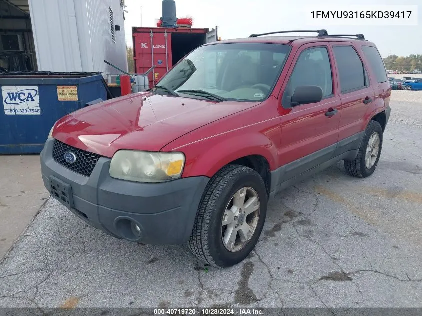 2005 Ford Escape Xlt VIN: 1FMYU93165KD39417 Lot: 40719720