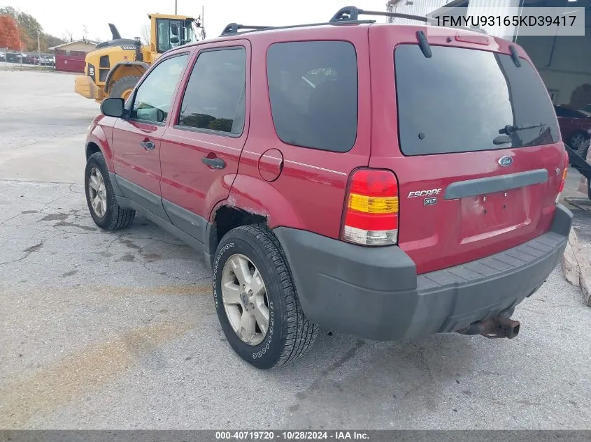 2005 Ford Escape Xlt VIN: 1FMYU93165KD39417 Lot: 40719720