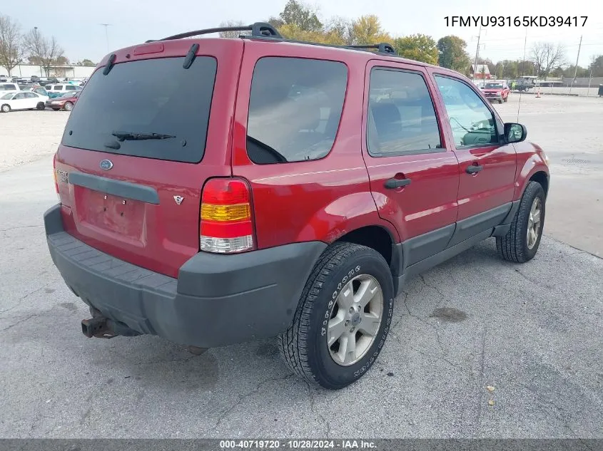 2005 Ford Escape Xlt VIN: 1FMYU93165KD39417 Lot: 40719720