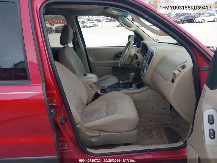 2005 Ford Escape Xlt VIN: 1FMYU93165KD39417 Lot: 40719720