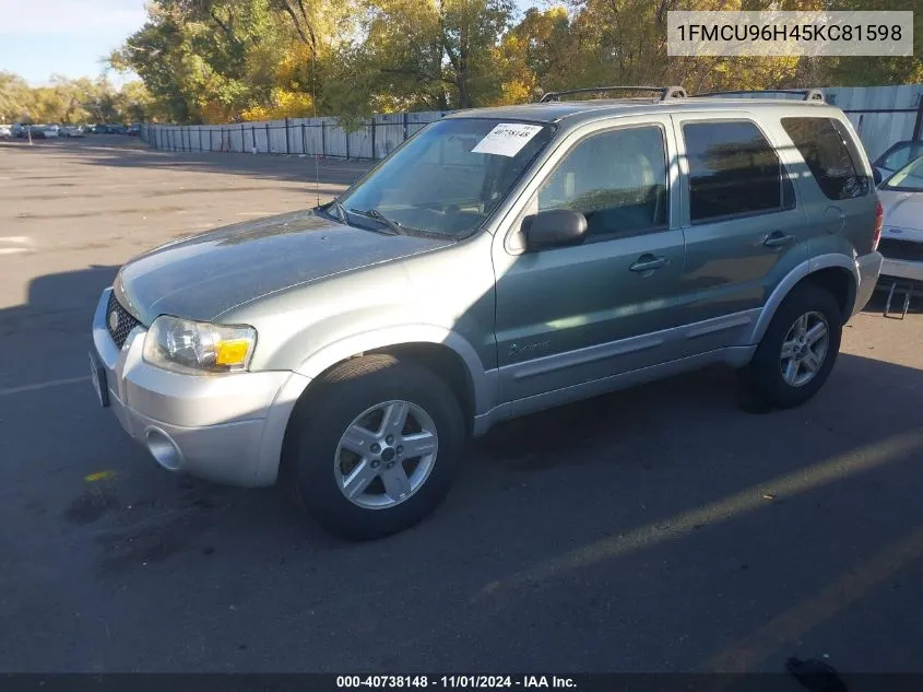 2005 Ford Escape Hev VIN: 1FMCU96H45KC81598 Lot: 40738148