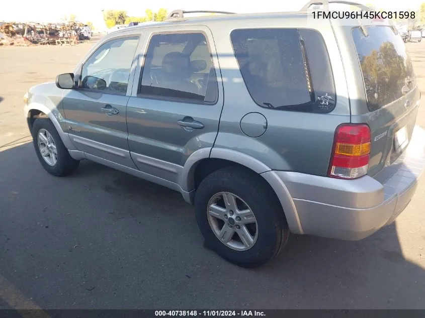 2005 Ford Escape Hev VIN: 1FMCU96H45KC81598 Lot: 40738148