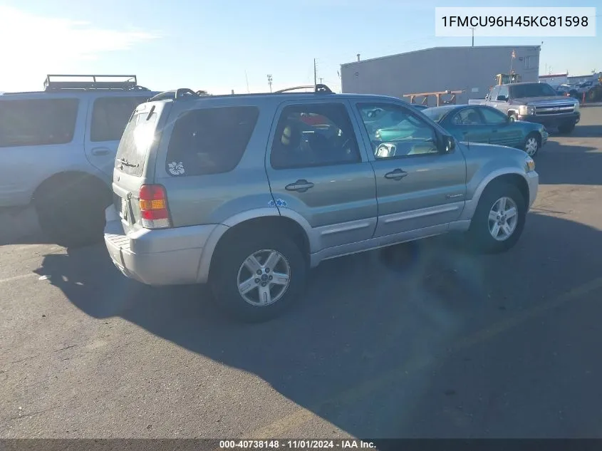 2005 Ford Escape Hev VIN: 1FMCU96H45KC81598 Lot: 40738148