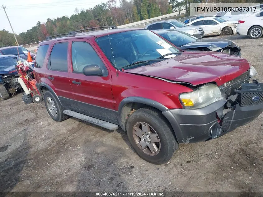 2005 Ford Escape Xlt VIN: 1FMYU93105KD87317 Lot: 40876211