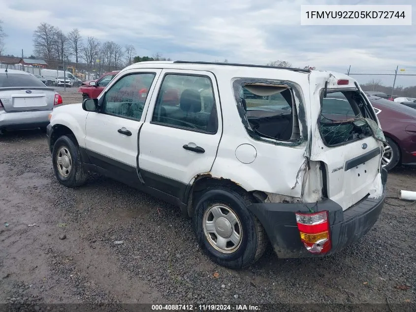 2005 Ford Escape Xls VIN: 1FMYU92Z05KD72744 Lot: 40887412