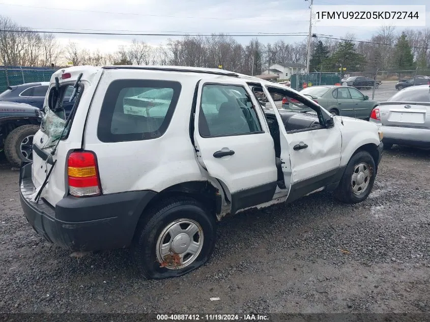 2005 Ford Escape Xls VIN: 1FMYU92Z05KD72744 Lot: 40887412