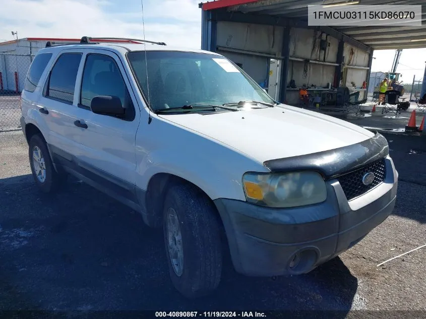 2005 Ford Escape Xlt VIN: 1FMCU03115KD86070 Lot: 40890867