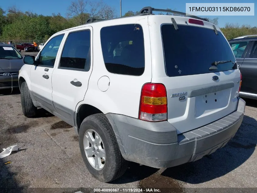 2005 Ford Escape Xlt VIN: 1FMCU03115KD86070 Lot: 40890867