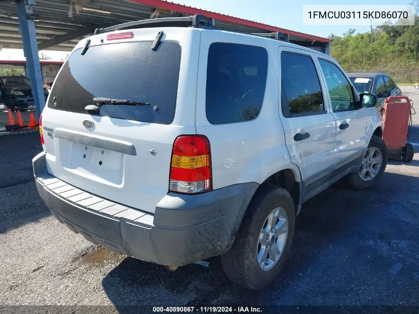 2005 Ford Escape Xlt VIN: 1FMCU03115KD86070 Lot: 40890867