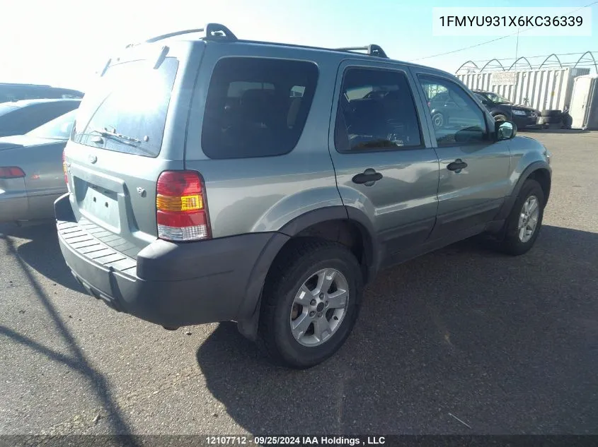 2006 Ford Escape Xlt VIN: 1FMYU931X6KC36339 Lot: 12107712