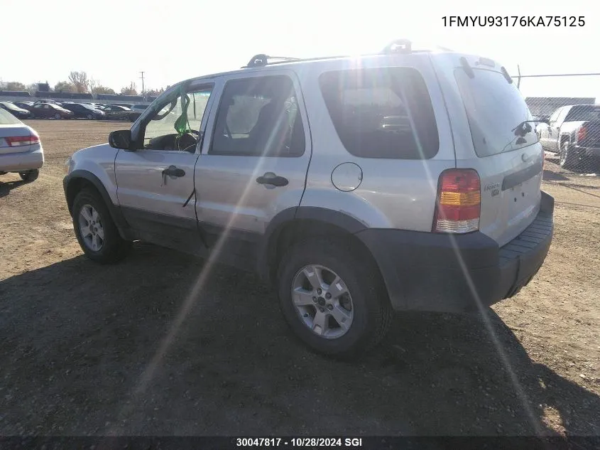 2006 Ford Escape Xlt VIN: 1FMYU93176KA75125 Lot: 30047817