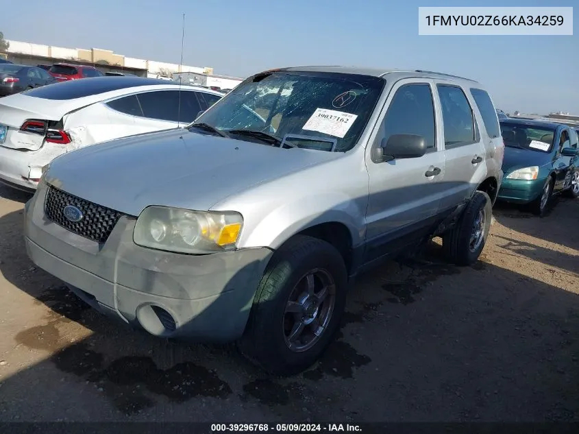 2006 Ford Escape Xls/Xls Manual VIN: 1FMYU02Z66KA34259 Lot: 39296768