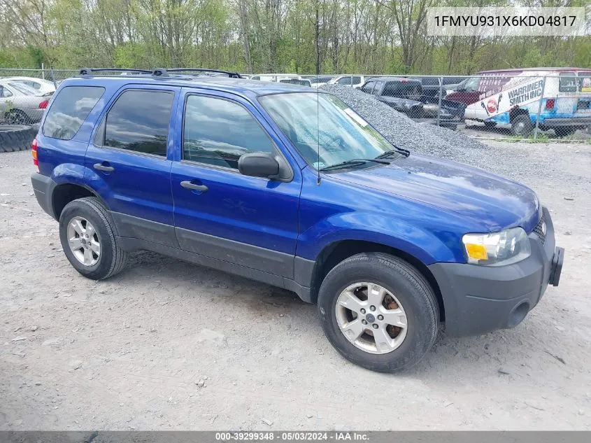 2006 Ford Escape Xlt/Xlt Sport VIN: 1FMYU931X6KD04817 Lot: 39299348