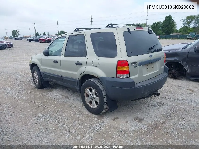 2006 Ford Escape Xlt/Xlt Sport VIN: 1FMCU03136KB20082 Lot: 39881401