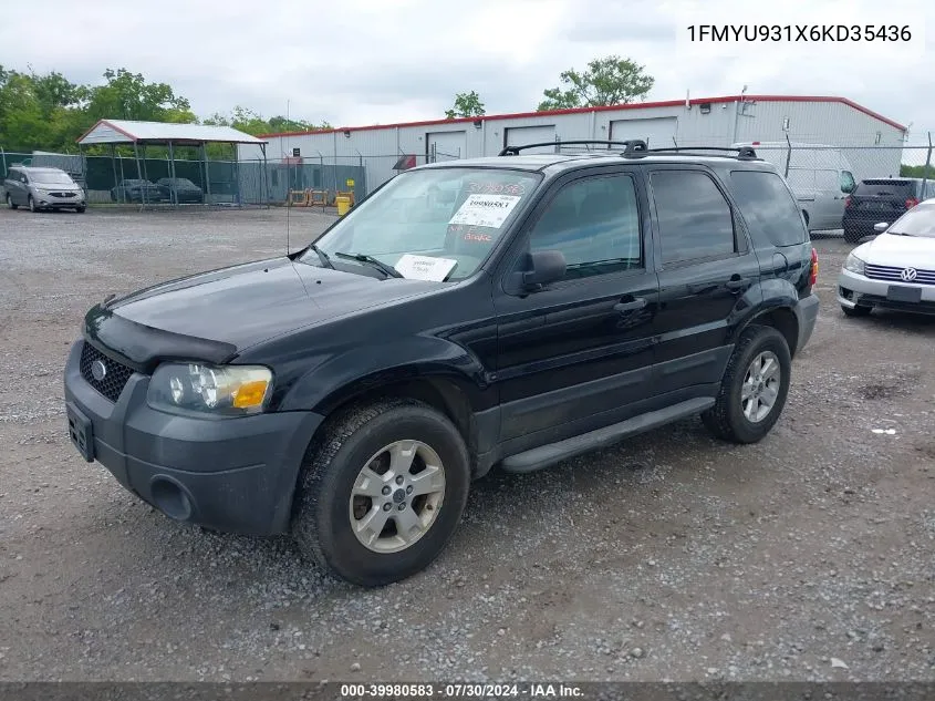 2006 Ford Escape Xlt/Xlt Sport VIN: 1FMYU931X6KD35436 Lot: 39980583