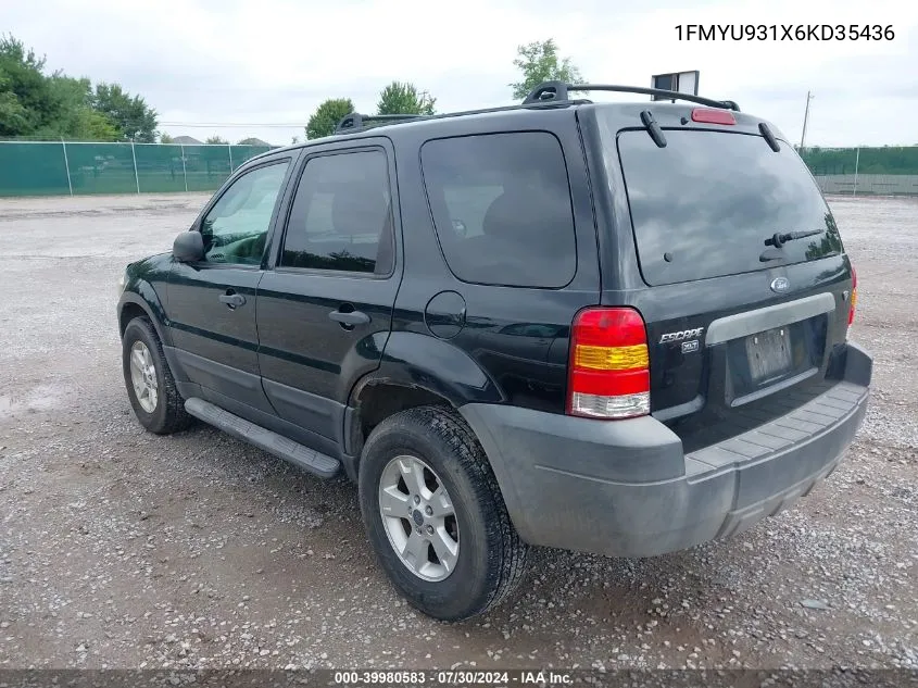 2006 Ford Escape Xlt/Xlt Sport VIN: 1FMYU931X6KD35436 Lot: 39980583