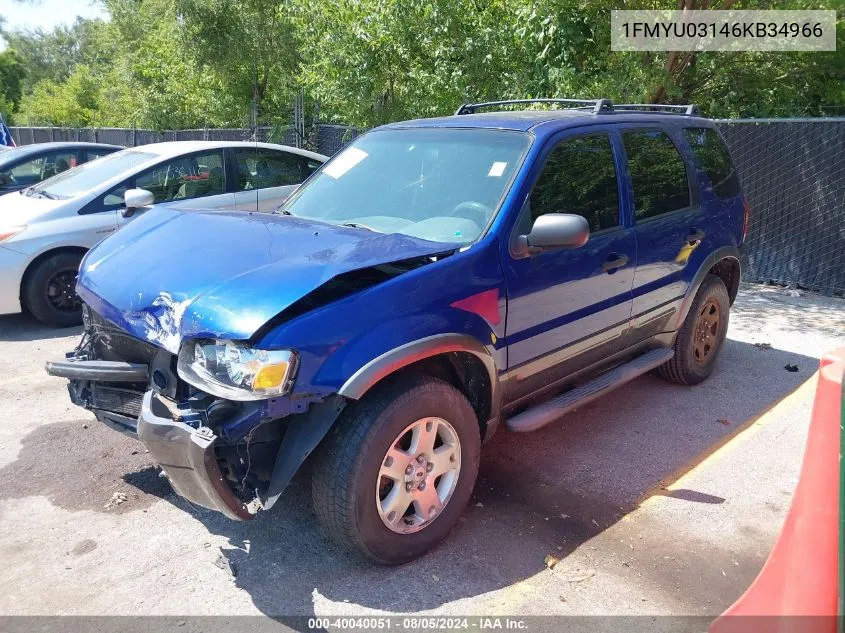 2006 Ford Escape Xlt/Xlt Sport VIN: 1FMYU03146KB34966 Lot: 40040051