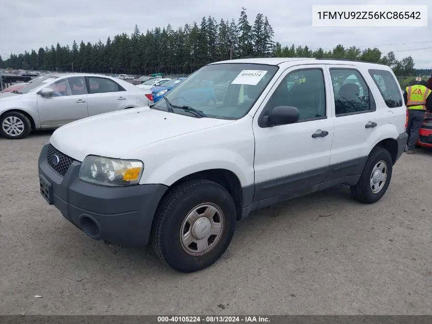 2006 Ford Escape Xls/Xls Manual VIN: 1FMYU92Z56KC86542 Lot: 40105224