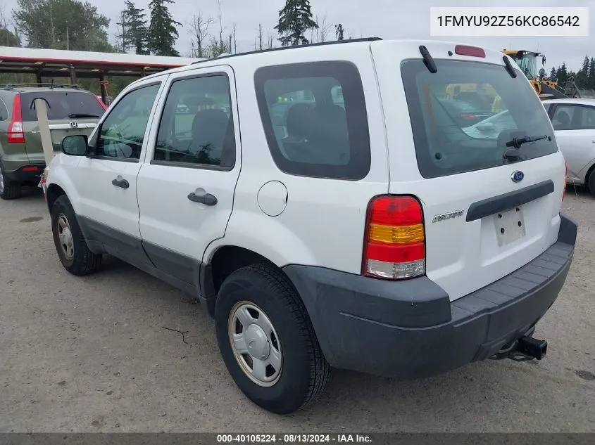 2006 Ford Escape Xls/Xls Manual VIN: 1FMYU92Z56KC86542 Lot: 40105224