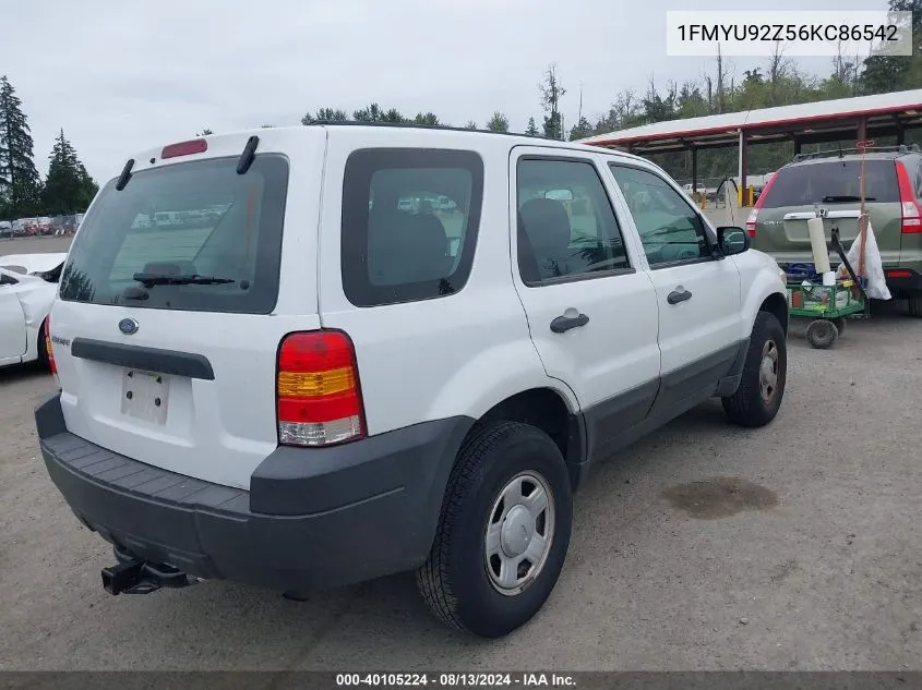 2006 Ford Escape Xls/Xls Manual VIN: 1FMYU92Z56KC86542 Lot: 40105224